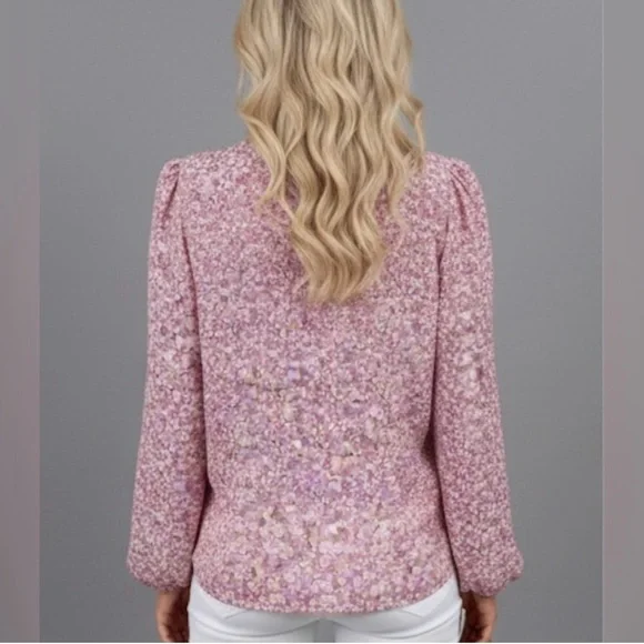 Boho Floral V-Neck Long Sleeve Blouse - Picture 3 of 9